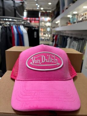 Von Dutch Bright Pink Mesh Logo Trucker Hat